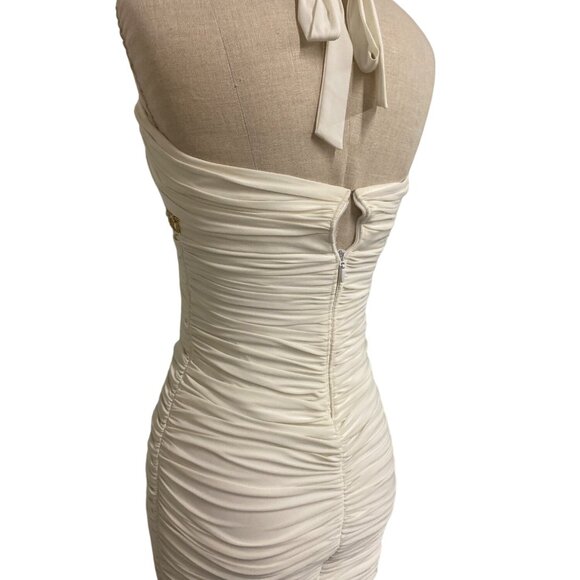 Hailey Logan By Adrianna Papell Ivory Ruched Mini Dress With Jeweled Halter Neck - Picture 6 of 10